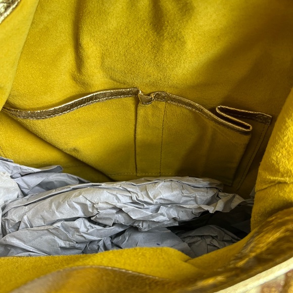 GOLDENBLEU Gold Genuine Leather Fringe Handbag - Picture 14 of 16